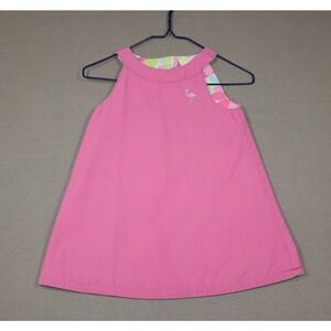 Vintage Little Girls Reversible Dress - Flamingo/Floral - Size 4T